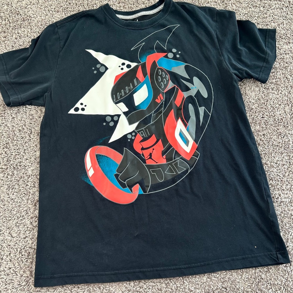 Jordan‎ Dri Fit Graphic T Shirt Mens Size Large Black Red Blue
